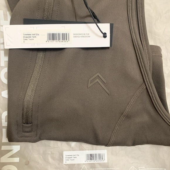 NWT Oner Active TIMELESS HALF ZIP CROP TANK Deep Taupe S - Picture 6 of 6